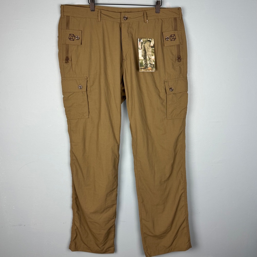 NEW Clothing Arts Adventure Traveler Cargo Hiking Pants Mens 40x34 Green Pockets